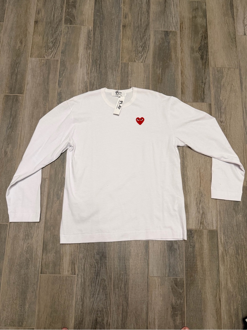 Comme des Garcons PLAY White Long-Sleeve Tee with Red Heart Logo